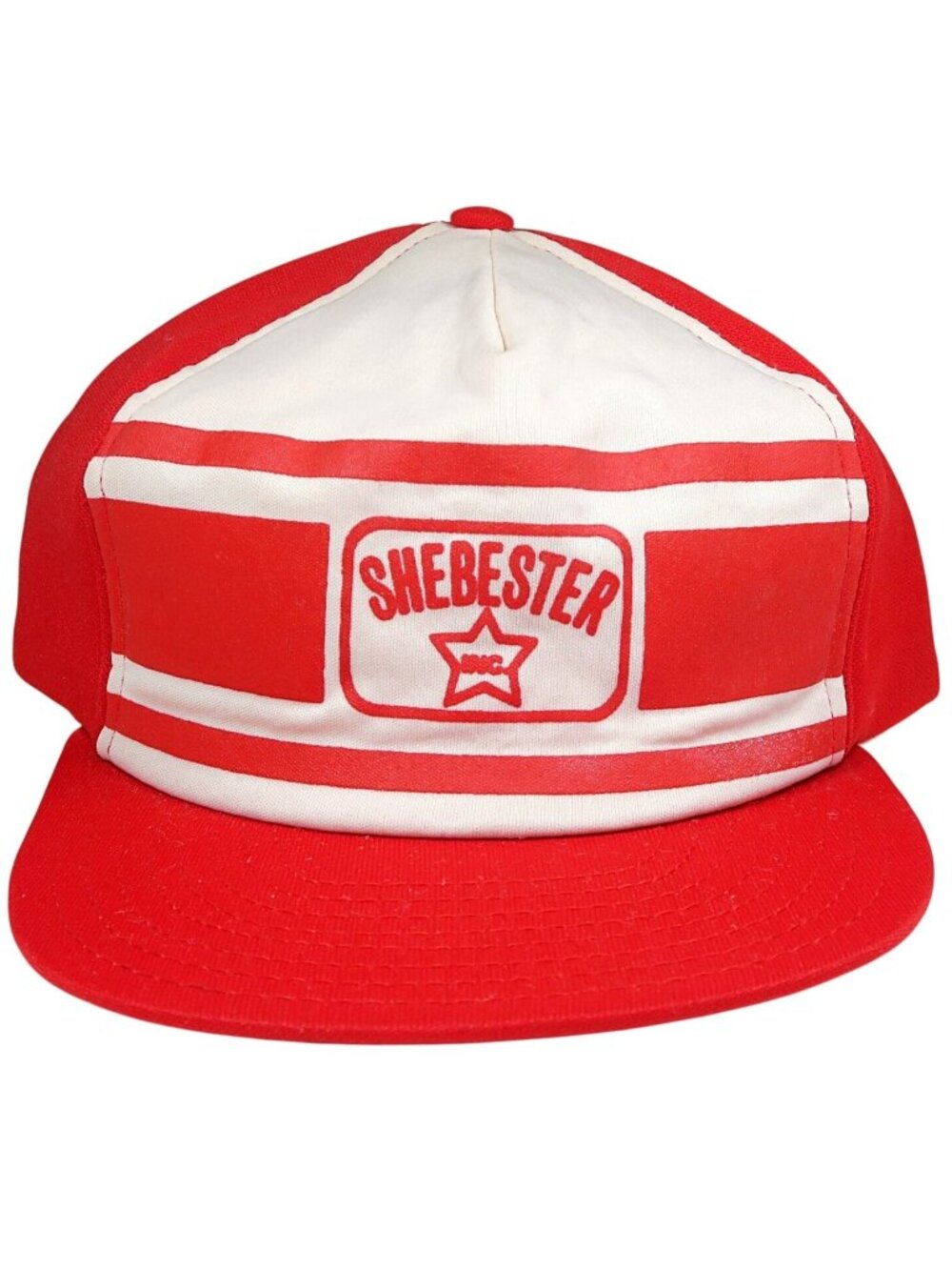 Vintage 80s Shebester Oil AJD Trucker Hat - Red White Snapback USA - Petroliana